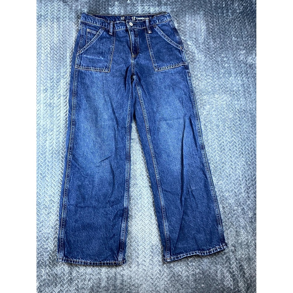 Gap Carpenter Jeans Kids 12 Husky Blue Medium Wash Denim Cotton Straight Leg